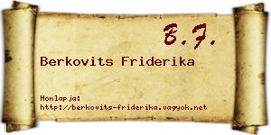 Berkovits Friderika névjegykártya